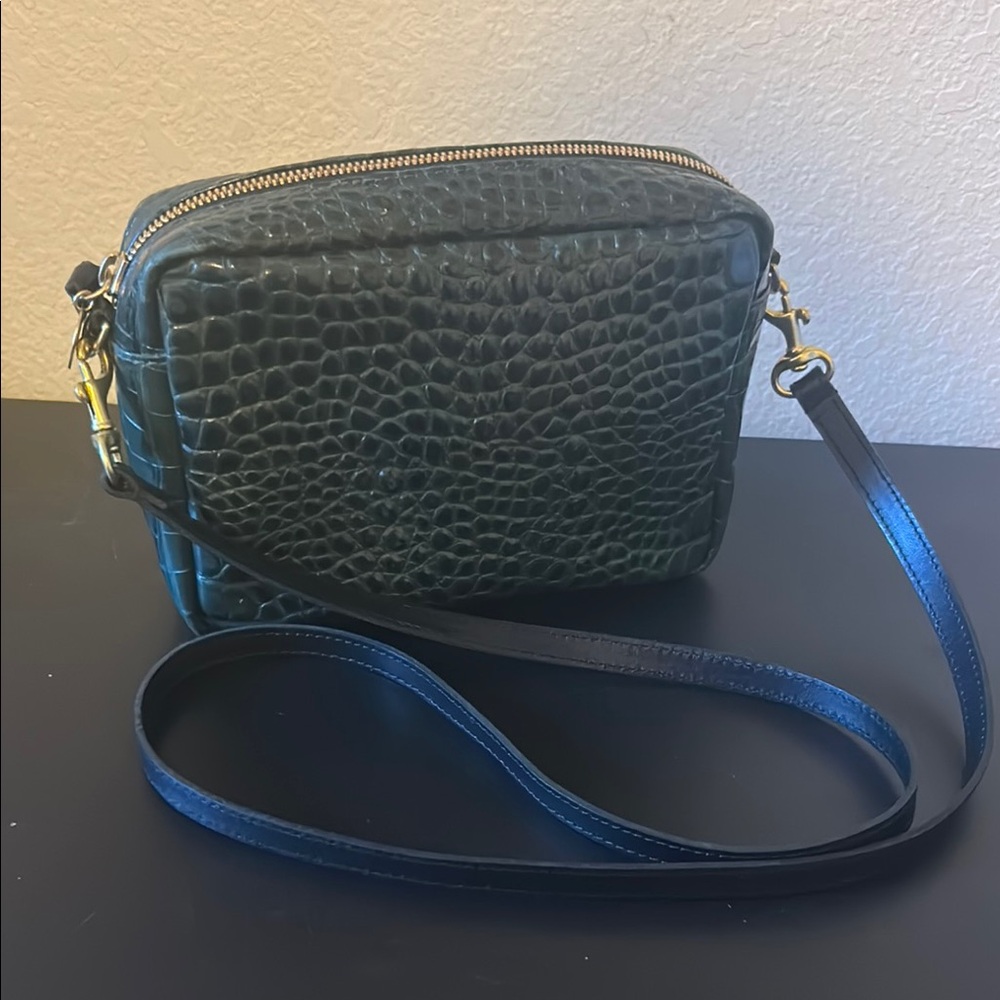Clare V Crossbody Green Croc-Embossed